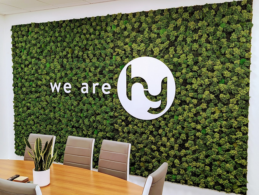 HY Education office wall with logo